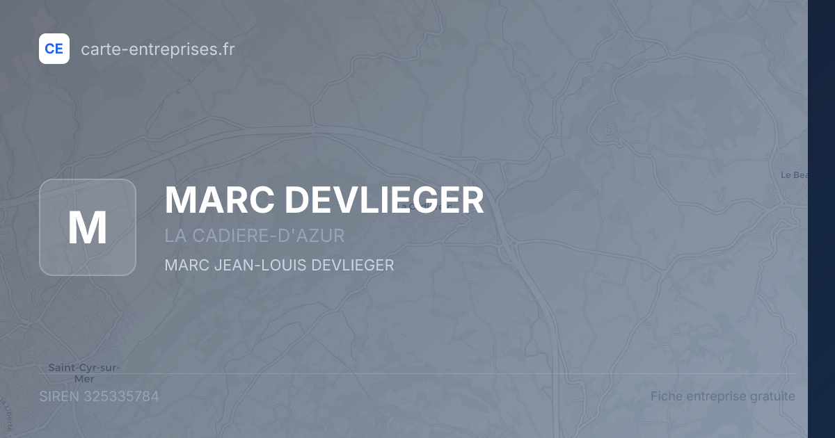 MARC DEVLIEGER — 325335784 — fiche entreprise