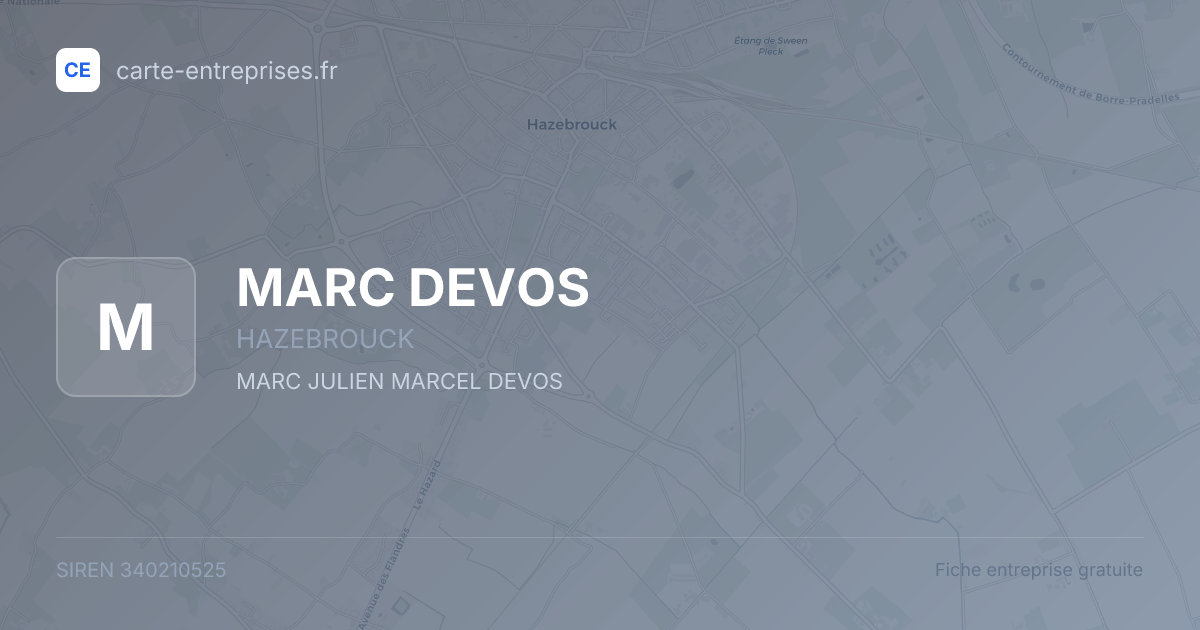 MARC DEVOS — 340210525 — fiche entreprise