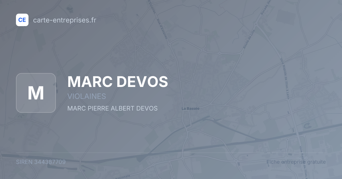 MARC DEVOS — 344387709 — fiche entreprise
