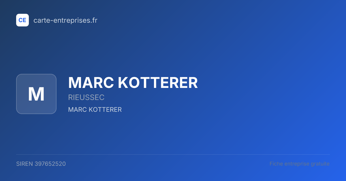 MARC KOTTERER — 397652520 — fiche entreprise