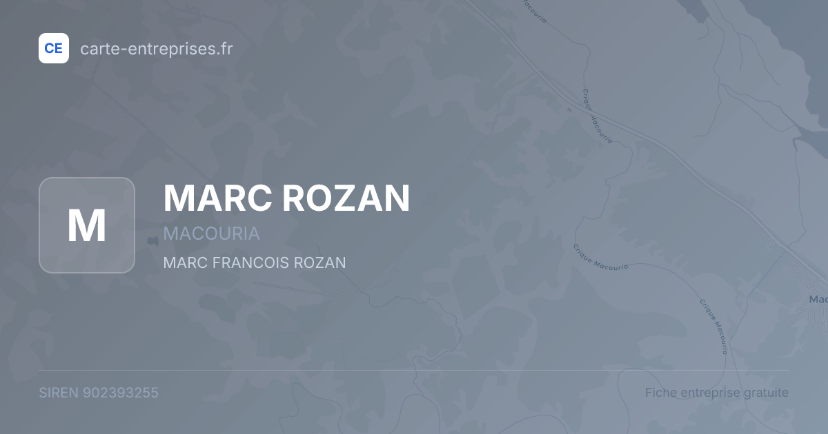 MARC ROZAN — 902393255 — fiche entreprise