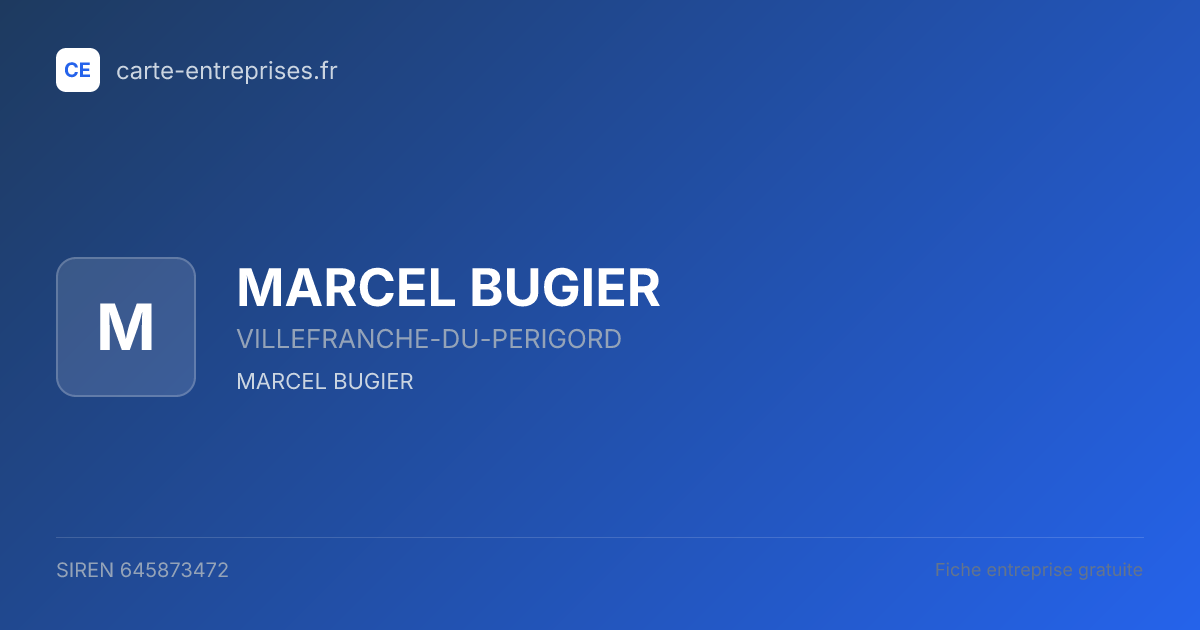 MARCEL BUGIER — 645873472 — fiche entreprise
