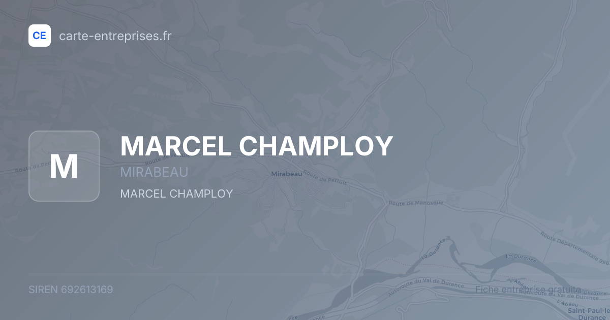 MARCEL CHAMPLOY — 692613169 — fiche entreprise