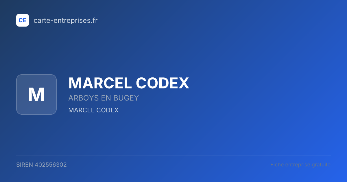 MARCEL CODEX — 402556302 — fiche entreprise