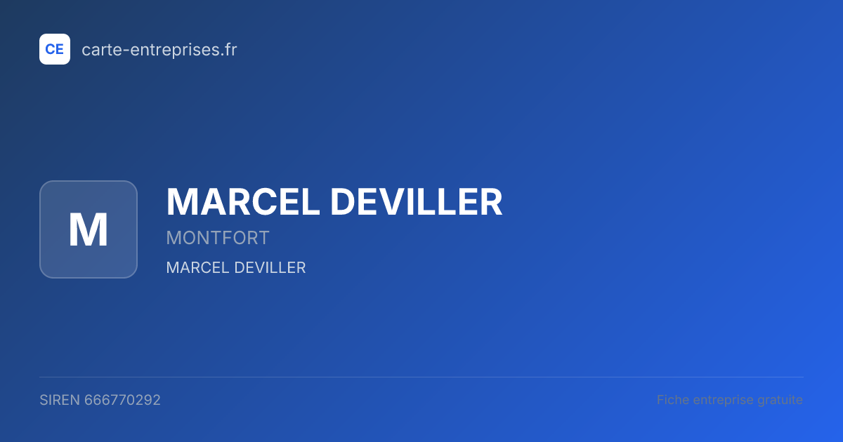MARCEL DEVILLER — 666770292 — fiche entreprise