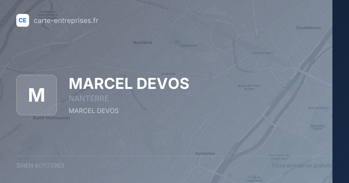 MARCEL DEVOS — 601177363 — fiche entreprise