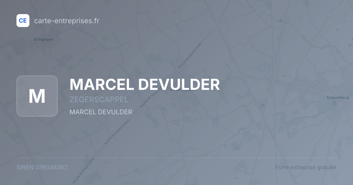 MARCEL DEVULDER — 076048362 — fiche entreprise