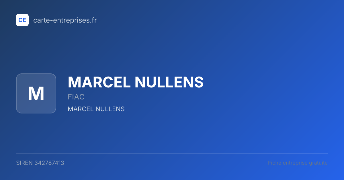 MARCEL NULLENS — 342787413 — fiche entreprise