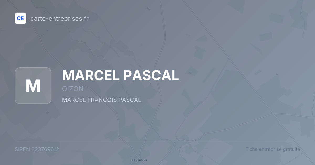 MARCEL PASCAL — 323769612 — fiche entreprise