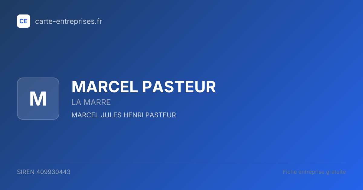 MARCEL PASTEUR — 409930443 — fiche entreprise