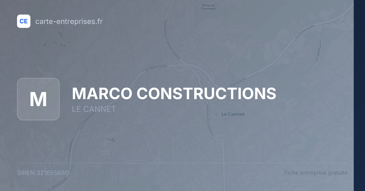 MARCO CONSTRUCTIONS — 321655680 — fiche entreprise