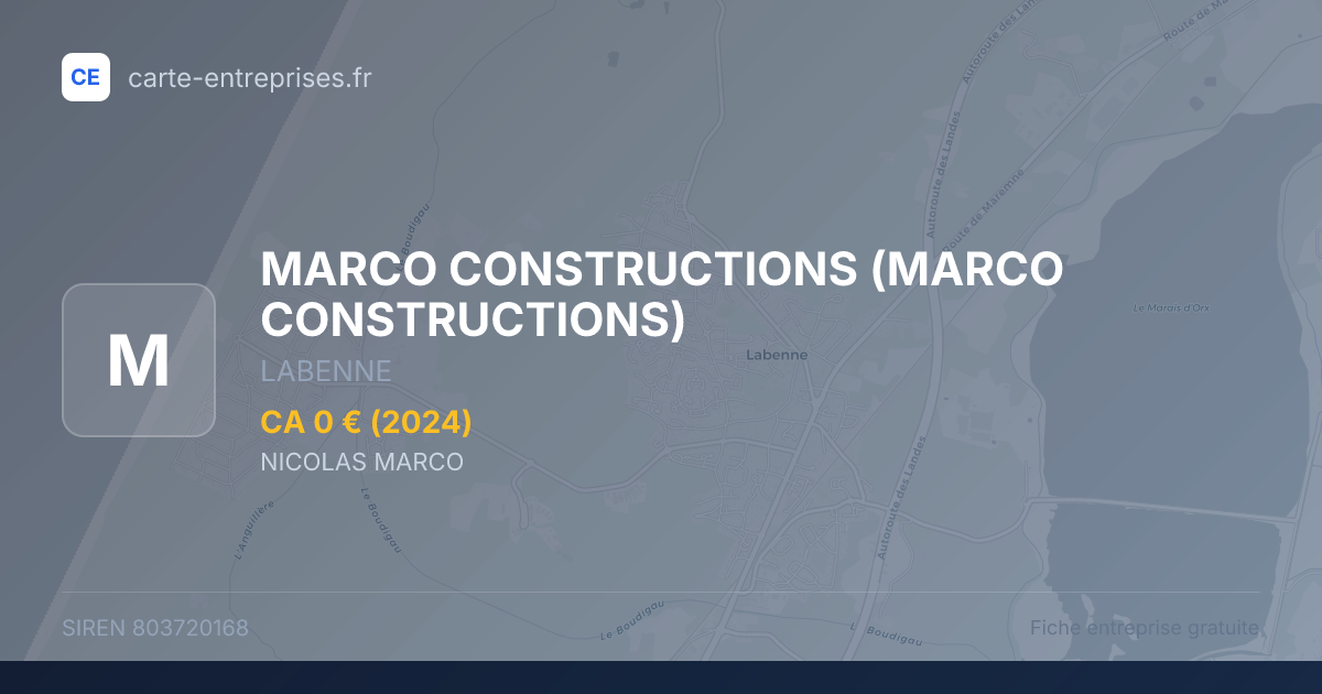 MARCO CONSTRUCTIONS — 803720168 — fiche entreprise