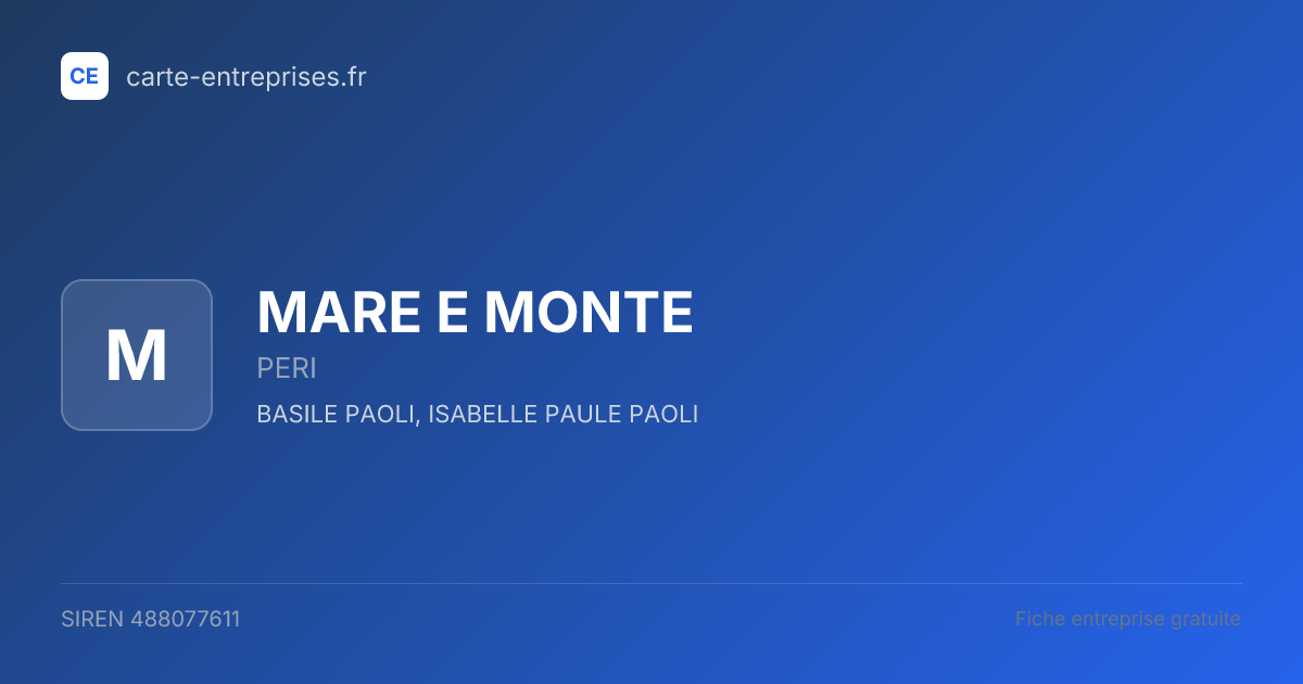 MARE E MONTE — 488077611 — fiche entreprise
