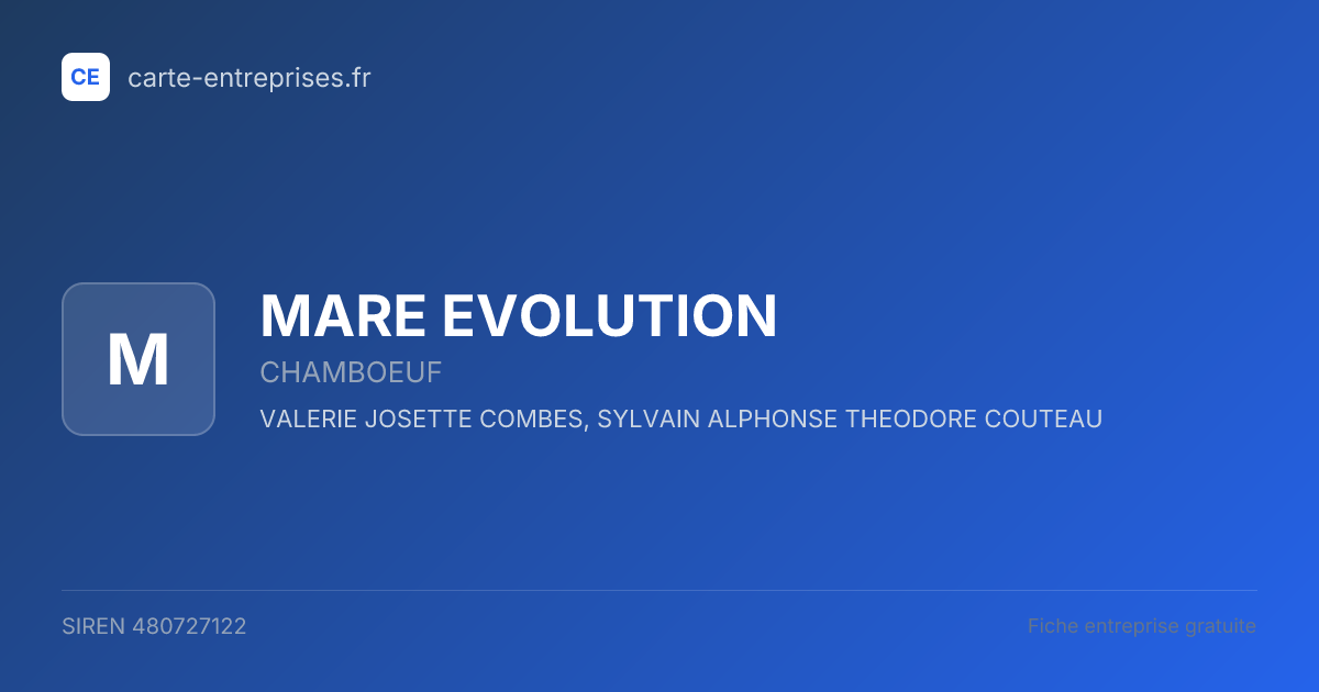 MARE EVOLUTION — 480727122 — fiche entreprise