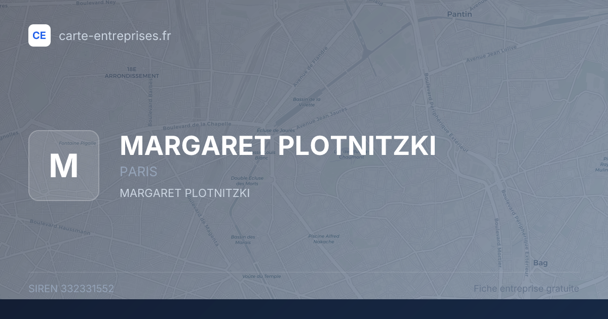 MARGARET PLOTNITZKI — 332331552 — fiche entreprise