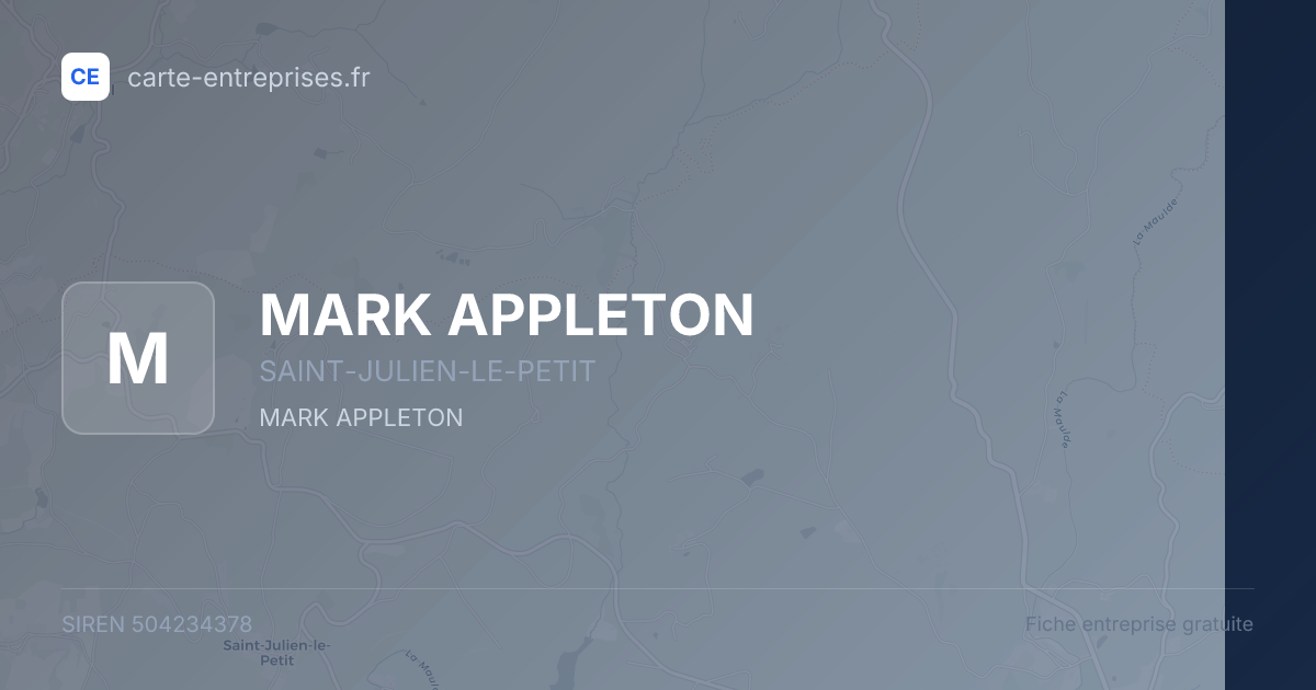 MARK APPLETON — 504234378 — fiche entreprise