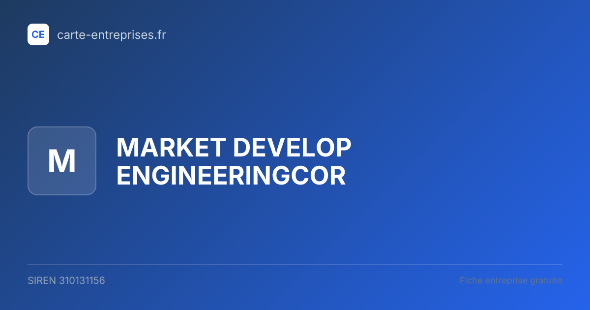 MARKET DEVELOP ENGINEERINGCOR — 310131156 — fiche entreprise