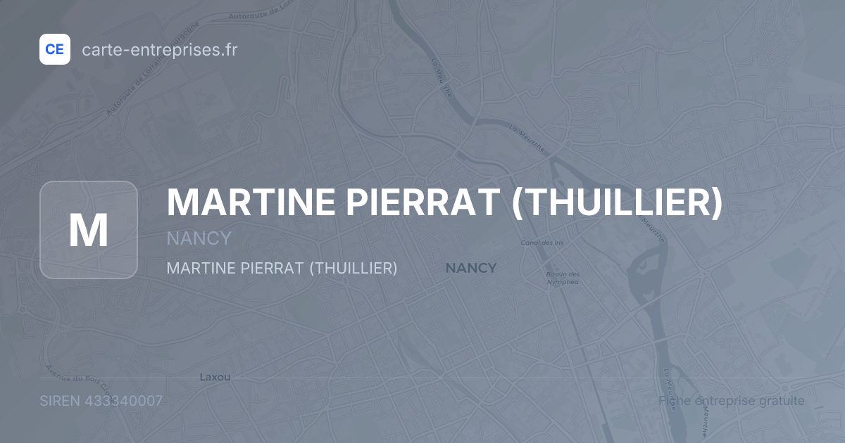MARTINE PIERRAT (THUILLIER) — 433340007 — fiche entreprise