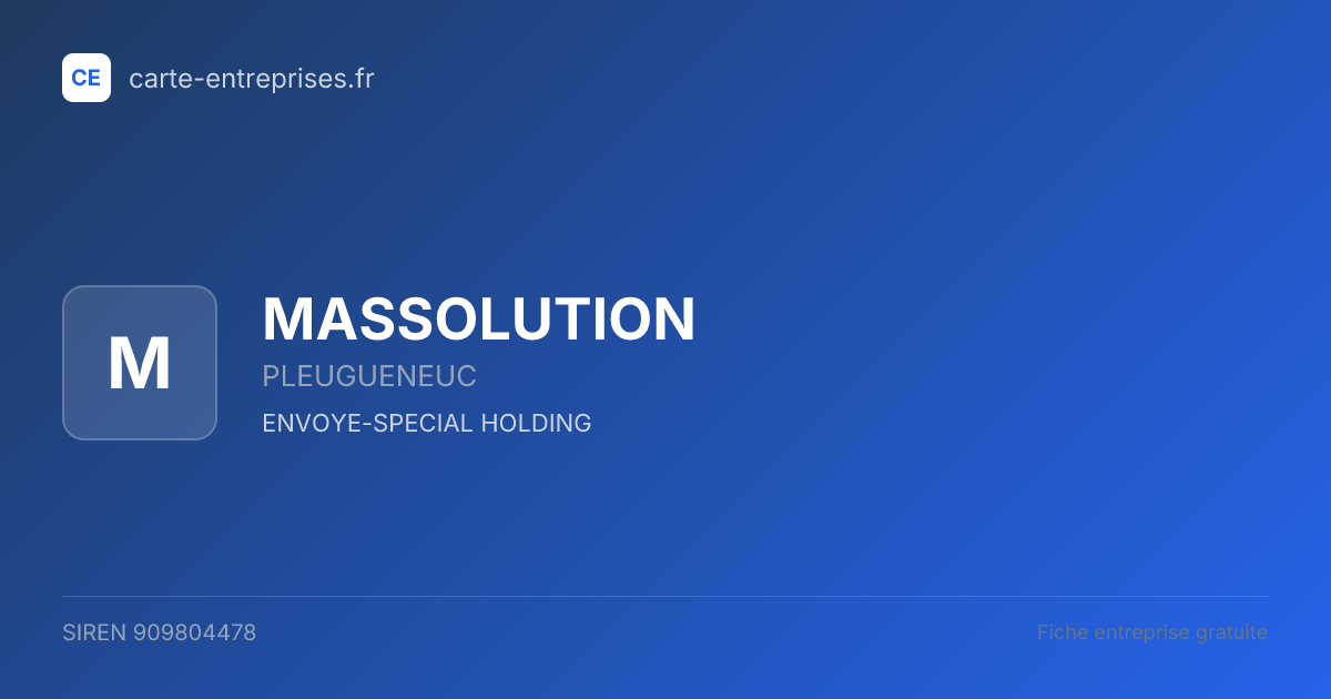 MASSOLUTION — 909804478 — fiche entreprise