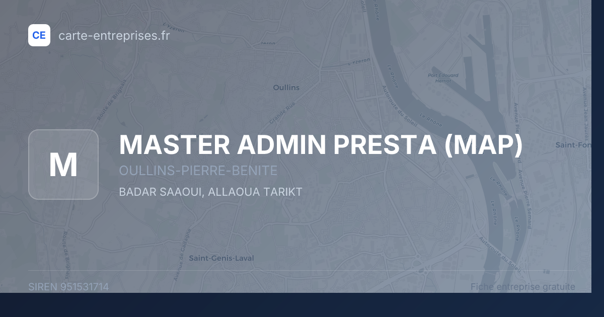 MASTER ADMIN PRESTA (MAP) — 951531714 — fiche entreprise