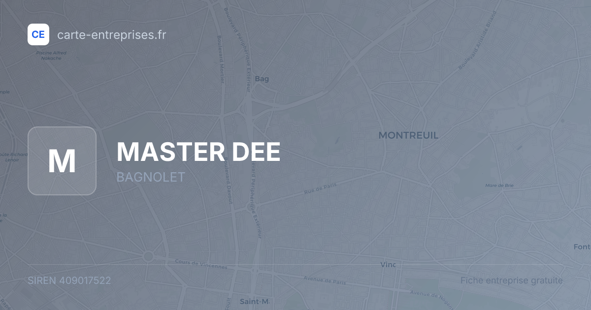 MASTER DEE — 409017522 — fiche entreprise