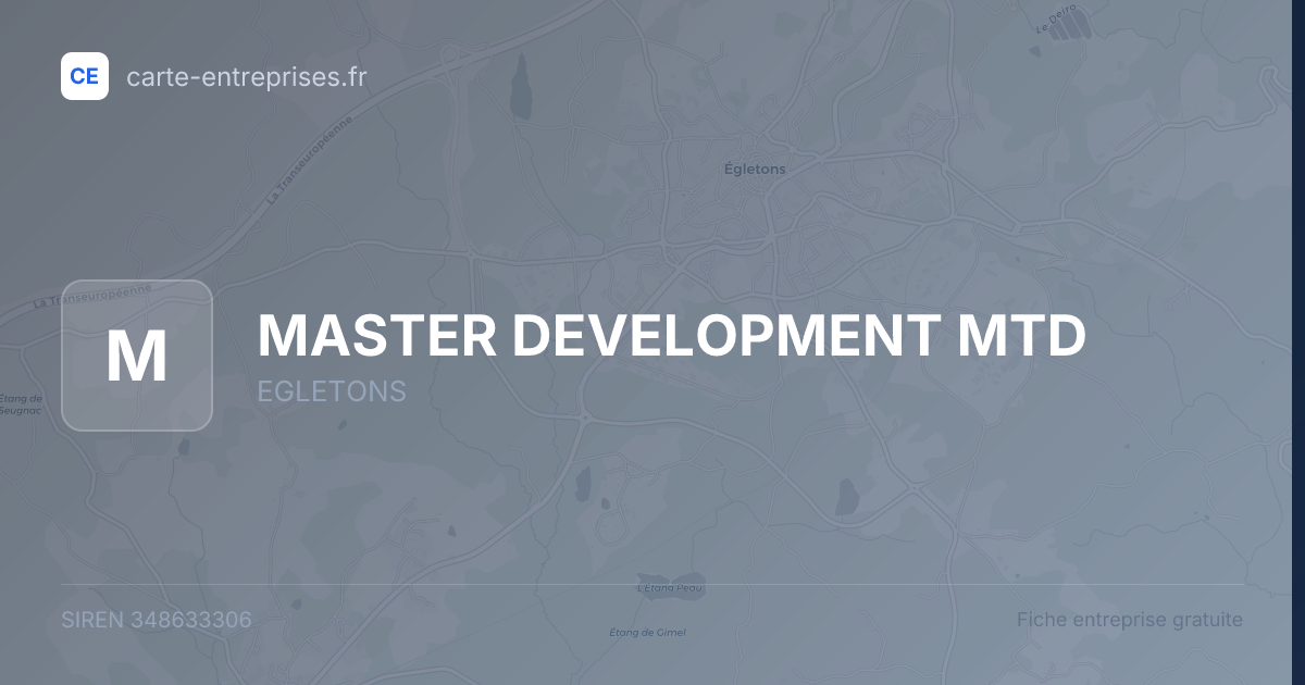 MASTER DEVELOPMENT MTD — 348633306 — fiche entreprise