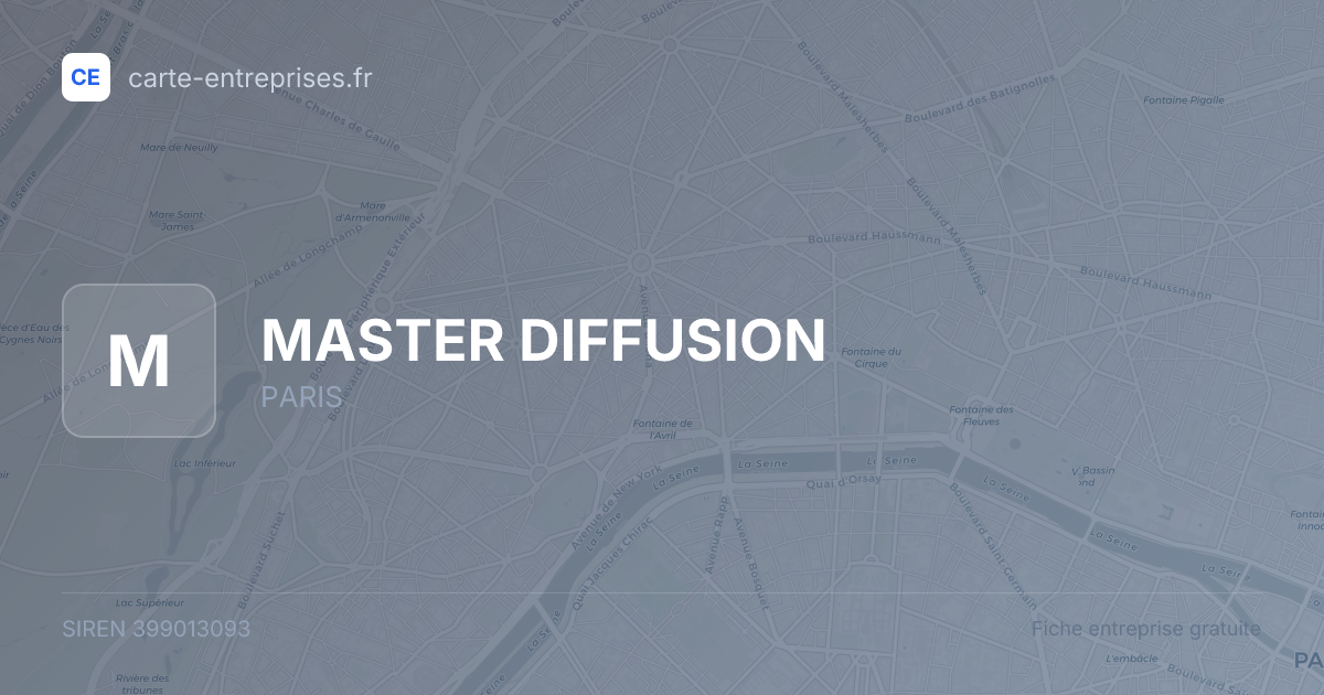 MASTER DIFFUSION — 399013093 — fiche entreprise