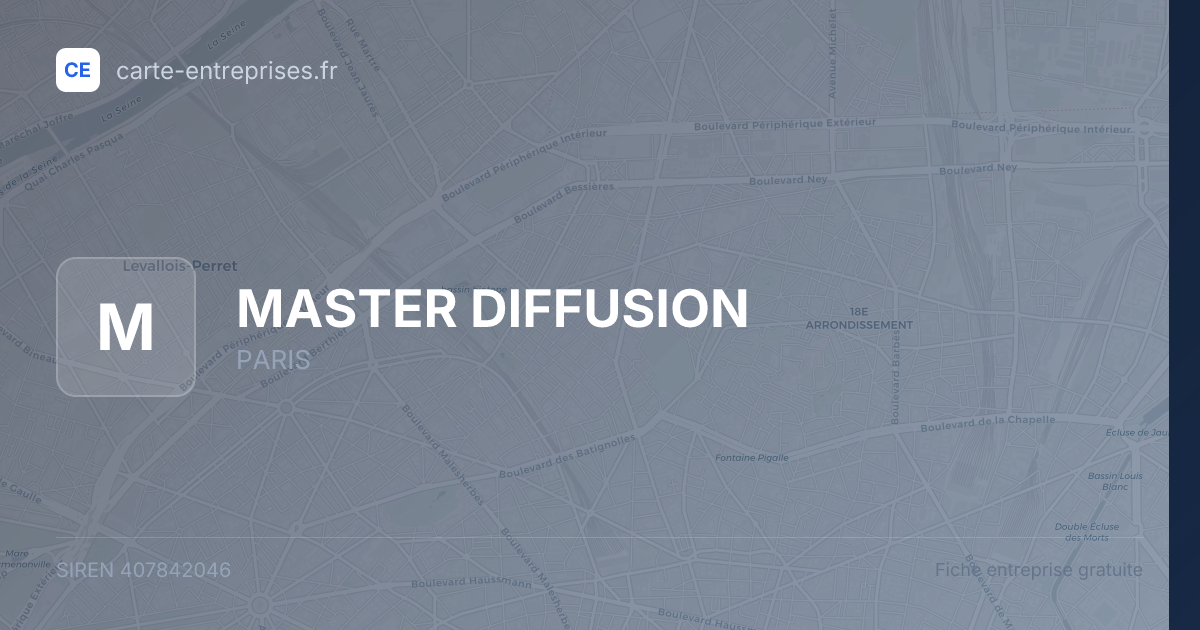 MASTER DIFFUSION — 407842046 — fiche entreprise