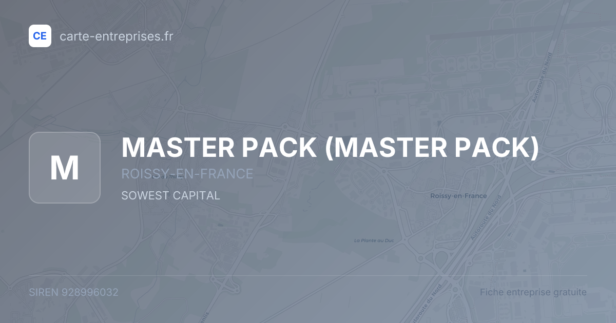 MASTER PACK — 928996032 — fiche entreprise