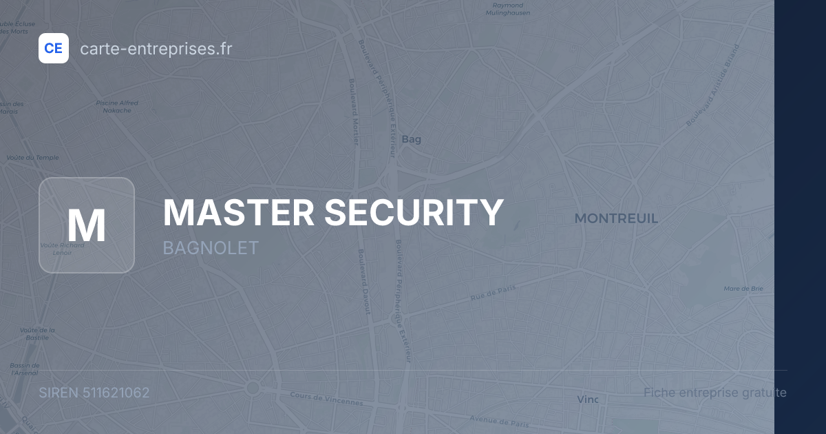 MASTER SECURITY — 511621062 — fiche entreprise