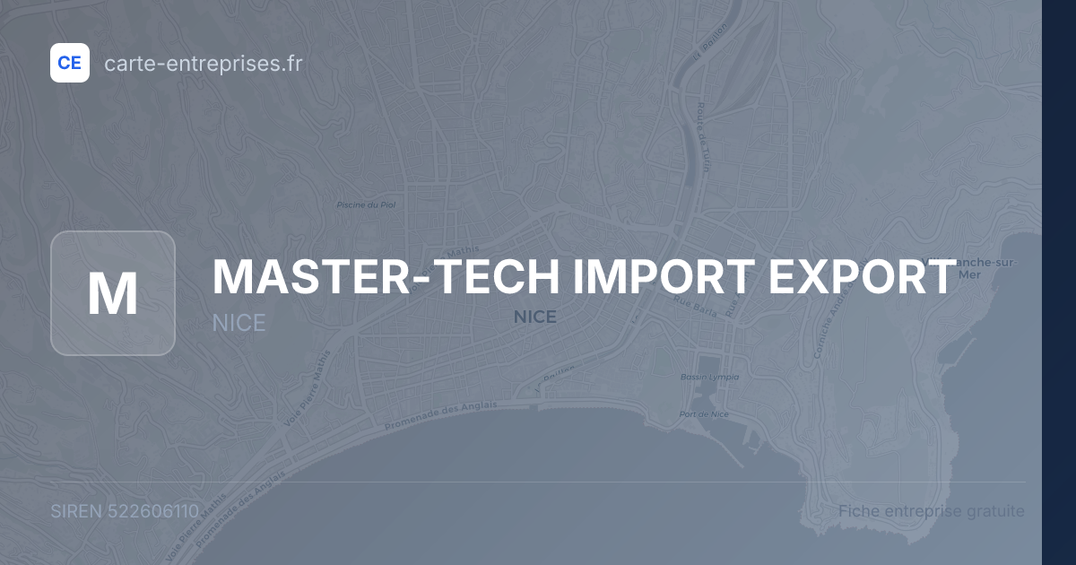 MASTER-TECH IMPORT EXPORT — 522606110 — fiche entreprise
