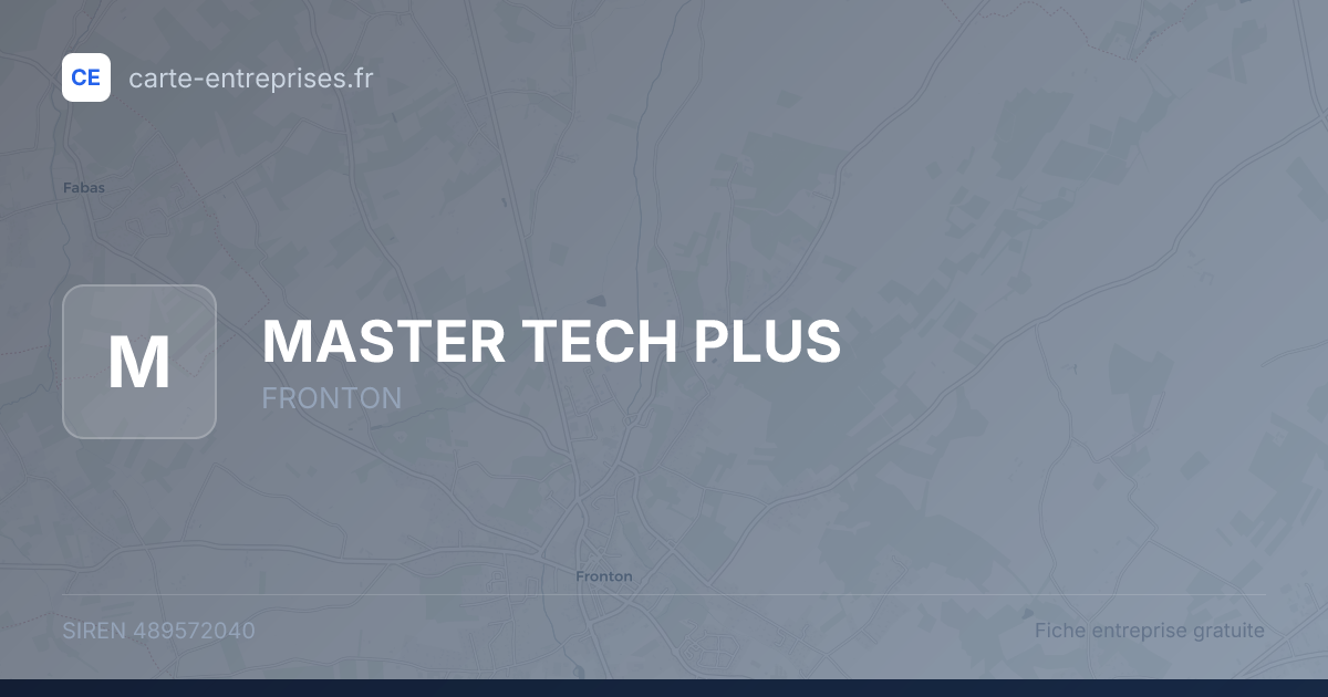 MASTER TECH PLUS — 489572040 — fiche entreprise