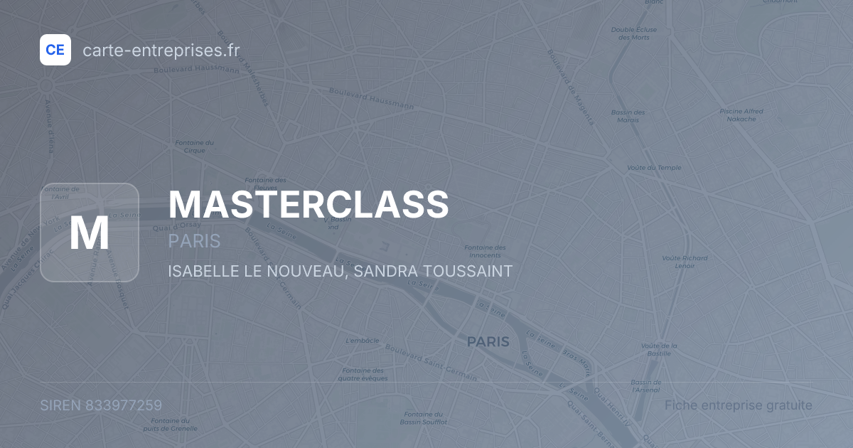 MASTERCLASS — 833977259 — fiche entreprise