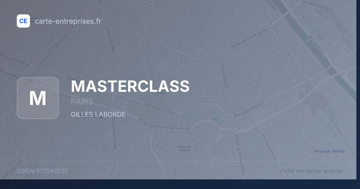 MASTERCLASS — 977545037 — fiche entreprise