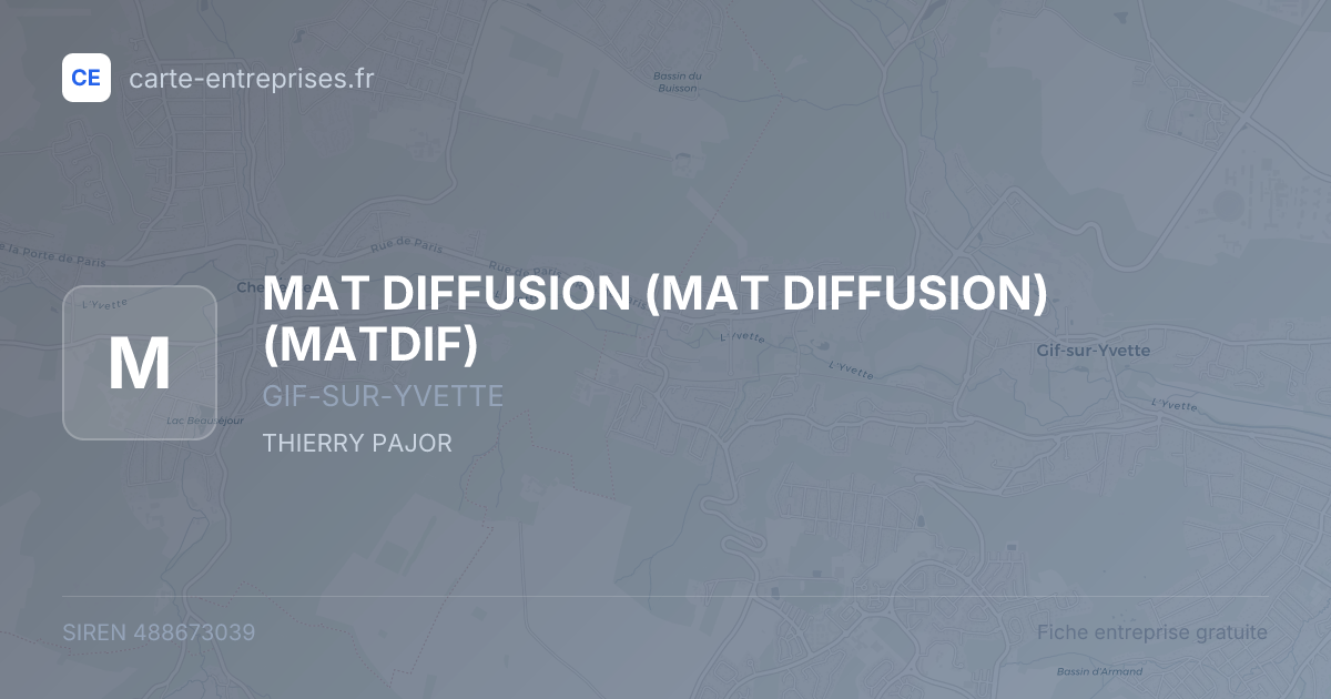 MAT DIFFUSION (MAT DIFFUSION) (MATDIF) — 488673039 — fiche entreprise