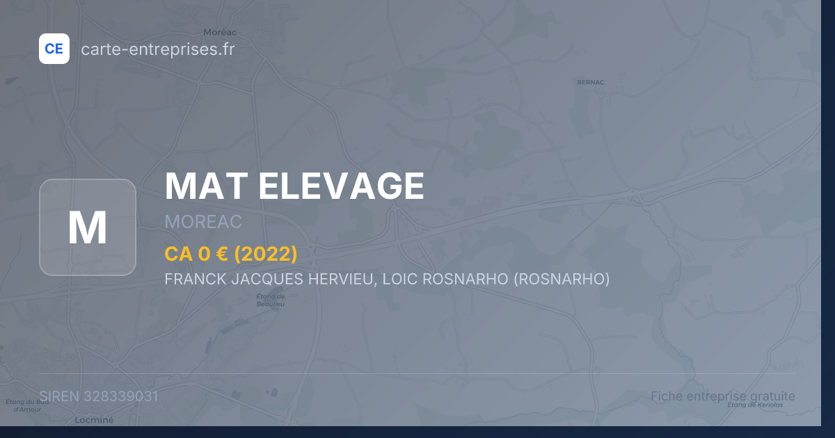 MAT ELEVAGE — 328339031 — fiche entreprise