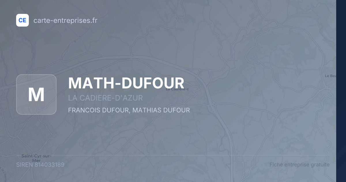 MATH-DUFOUR — 814033189 — fiche entreprise