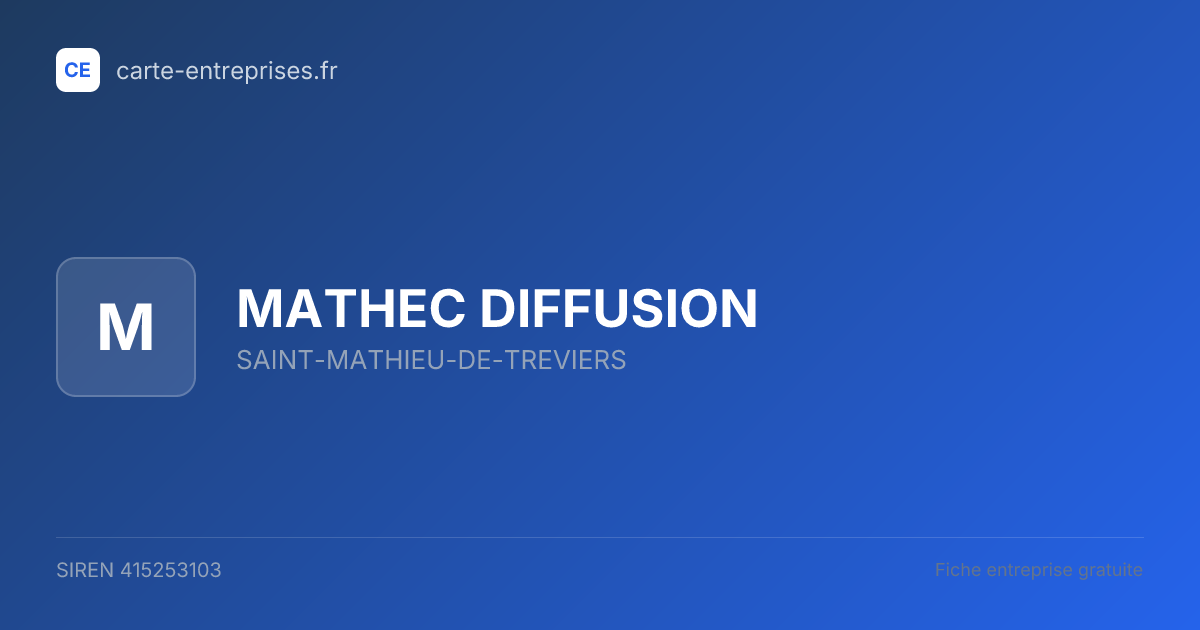 MATHEC DIFFUSION — 415253103 — fiche entreprise