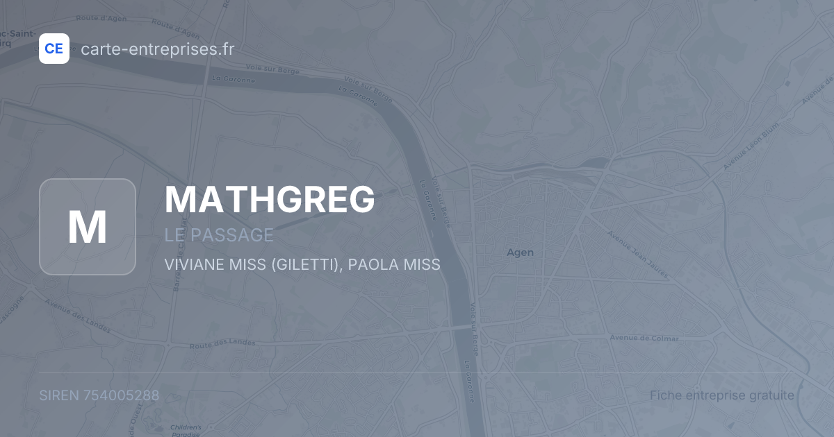 MATHGREG — 754005288 — fiche entreprise
