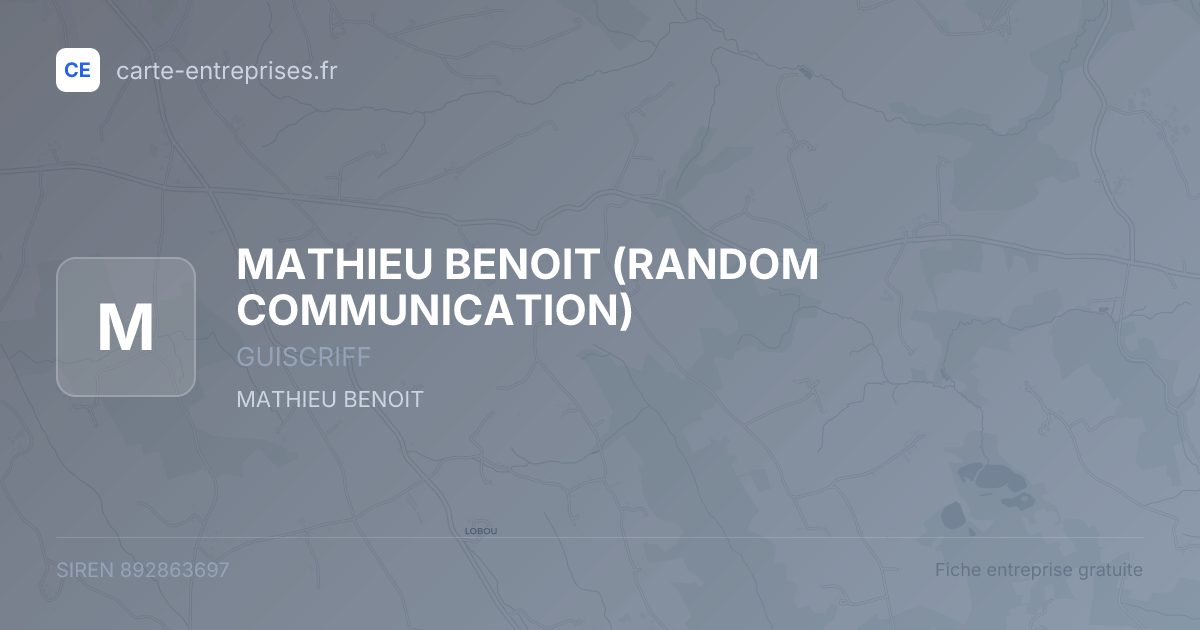 MATHIEU BENOIT (RANDOM COMMUNICATION) — 892863697 — fiche entreprise