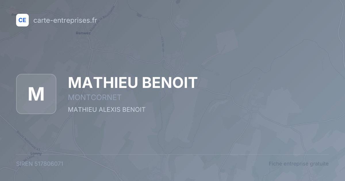 MATHIEU BENOIT — 517806071 — fiche entreprise