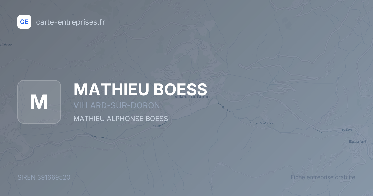 MATHIEU BOESS — 391669520 — fiche entreprise
