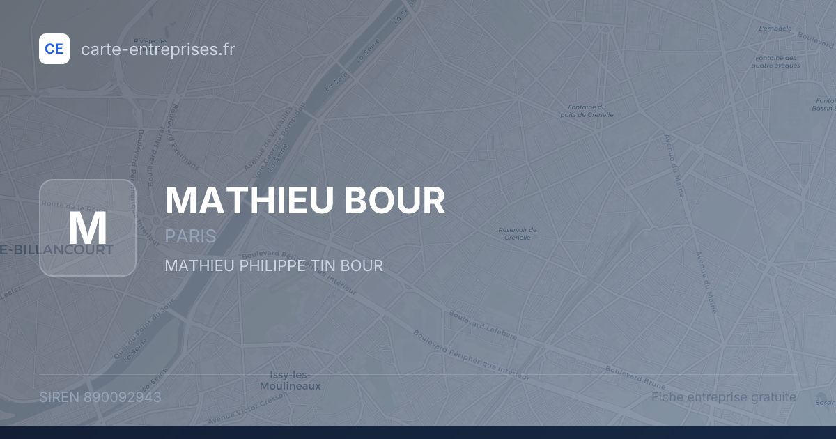 MATHIEU BOUR — 890092943 — fiche entreprise