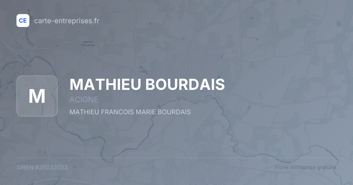 MATHIEU BOURDAIS — 825033053 — fiche entreprise