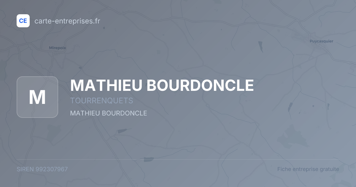 MATHIEU BOURDONCLE — 992307967 — fiche entreprise