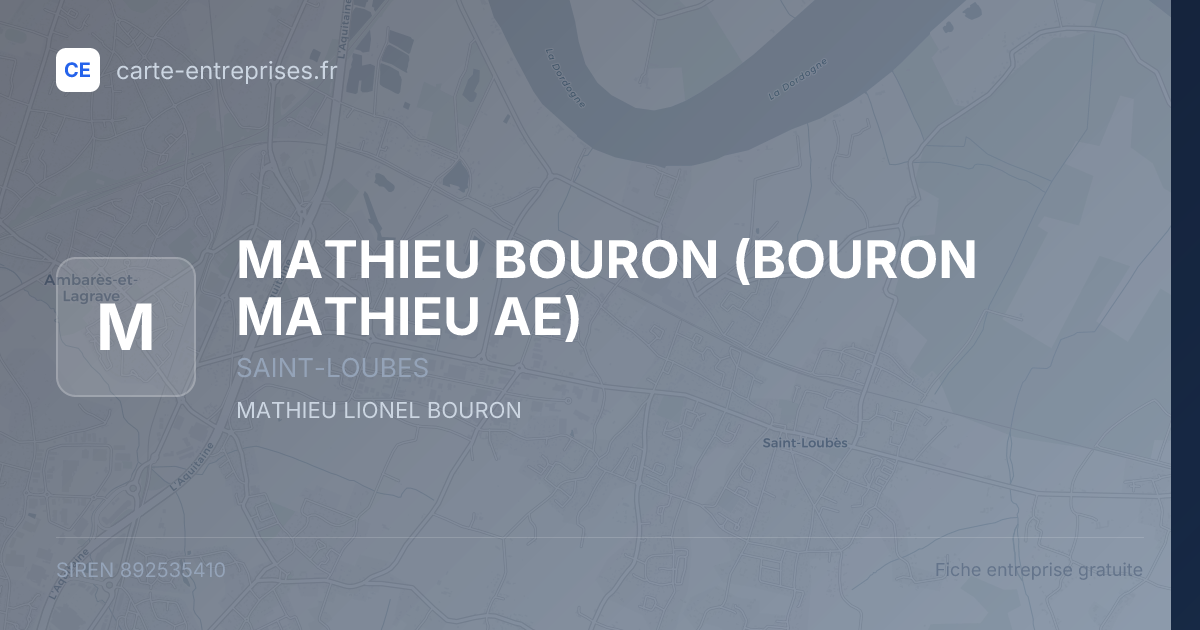 MATHIEU BOURON (BOURON MATHIEU AE) — 892535410 — fiche entreprise