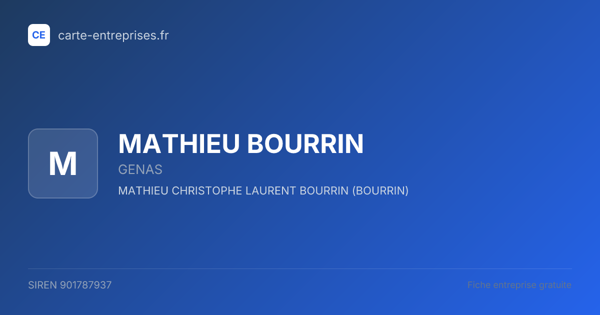 MATHIEU BOURRIN — 901787937 — fiche entreprise