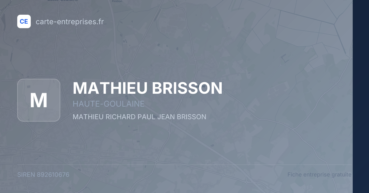 MATHIEU BRISSON — 892610676 — fiche entreprise