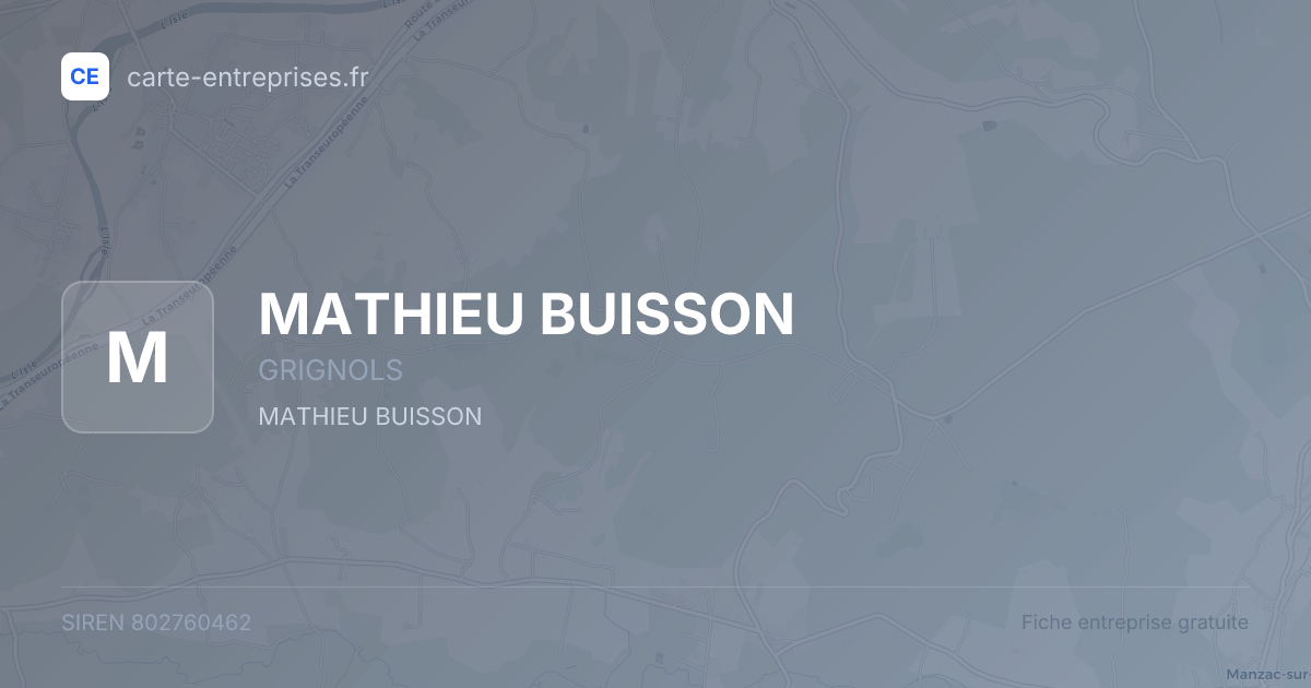 MATHIEU BUISSON — 802760462 — fiche entreprise