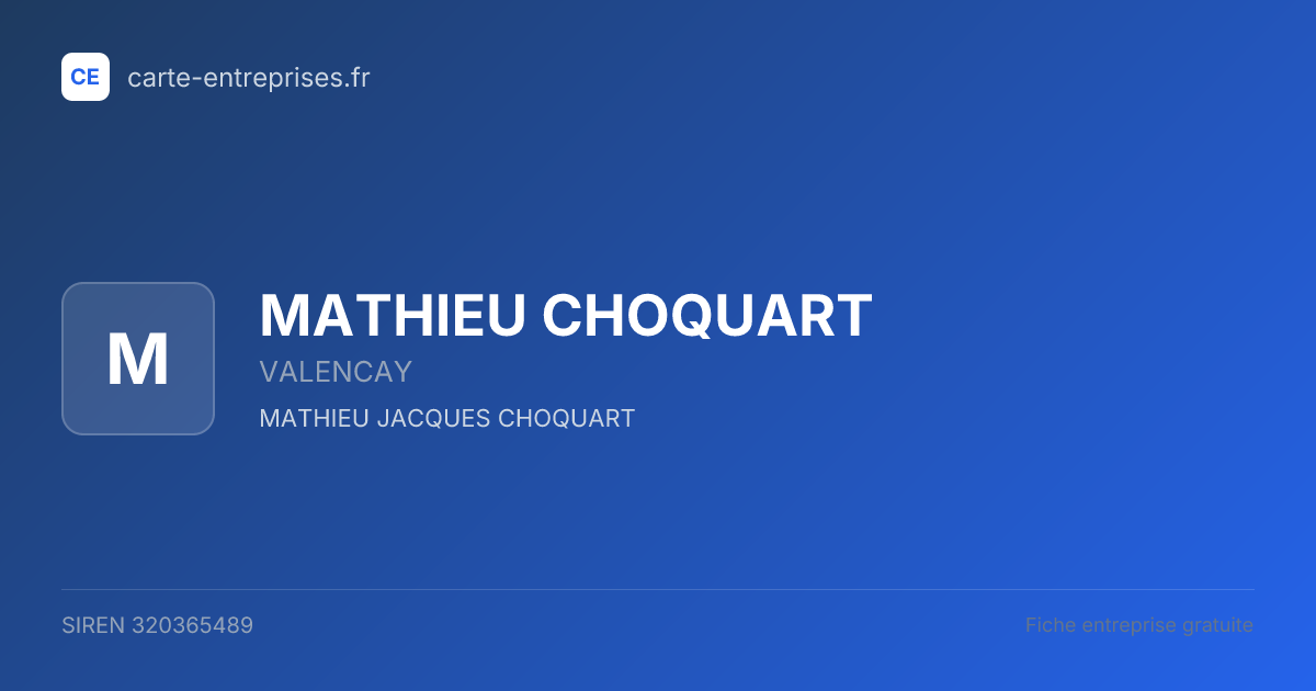 MATHIEU CHOQUART — 320365489 — fiche entreprise